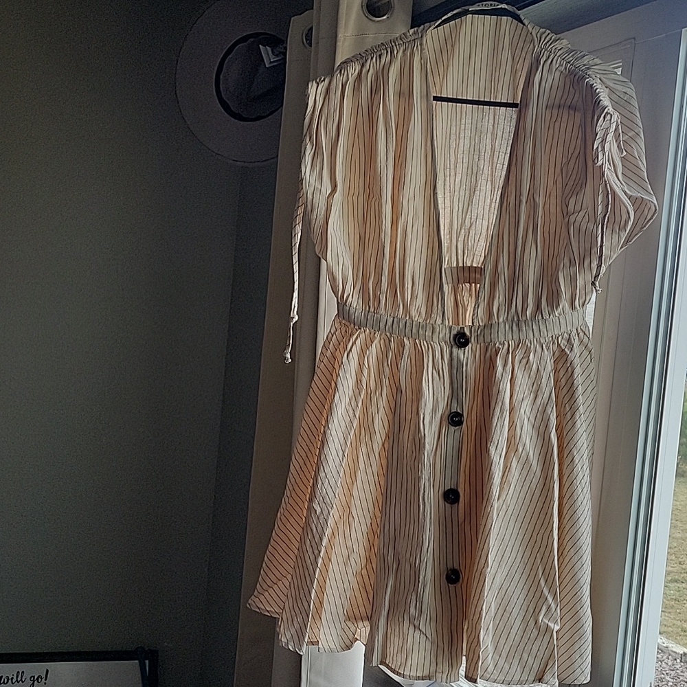 Cream dress with black stripes